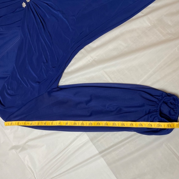 R&M Richards long sleeve blue cocktail formal wedding guest dress size 12 - Picture 5 of 9